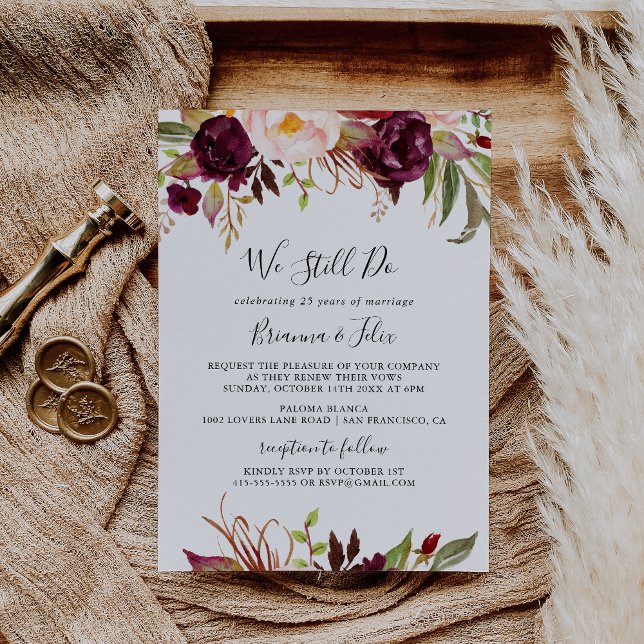 Invitation Boho Rustique Floral Nous Faisons Encore Vow Renou (Créateur téléchargé)