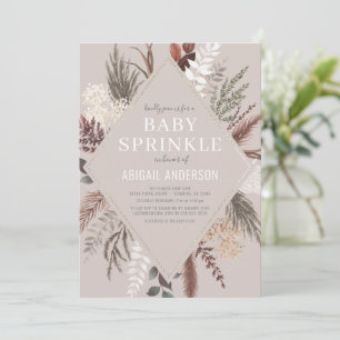 Invitation Boho Rustique Floral Pampas Grass Baby Sprinkle In
