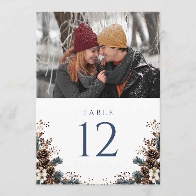 Invitation Boho Rustique Floral Pinecone Numéro de la table p (Devant)