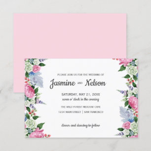 Invitation Boho Rustique mariage à la frontière florale lilas