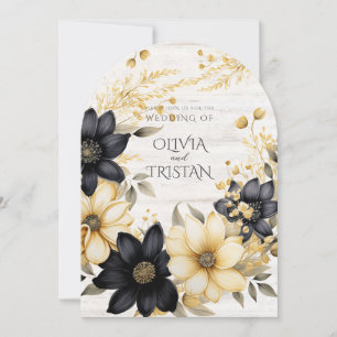 Invitation Boho Rustique Mariage de bois Floral