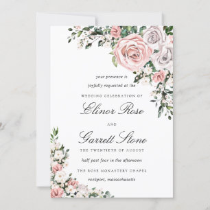 Invitation Boho rustique rose et violet Rose Mariage floral