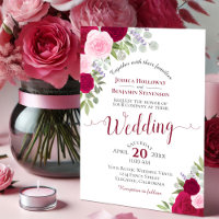 Boho Rustique Roses floraux Magenta et Mariage ros