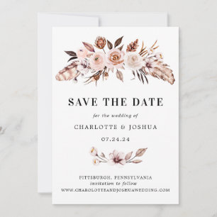 Invitation Boho rustique ton terrestre Photo Enregistrer la d