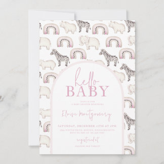 Invitation Boho Safari Animaux Arch Pastel Baby shower