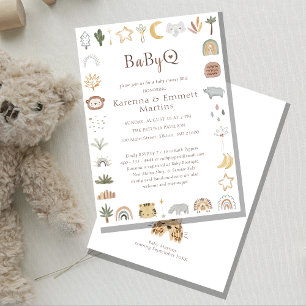Invitation Boho Safari Aquarelle Baby shower BBQ Baby-Q