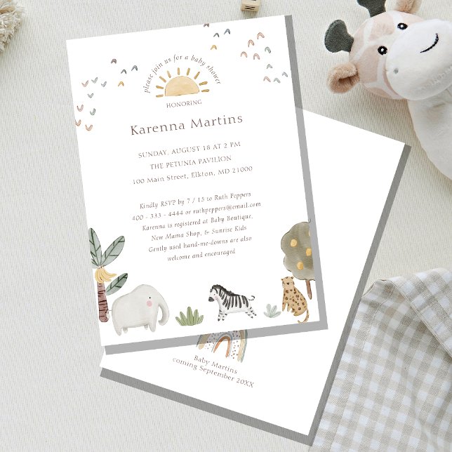Invitation Boho Safari Aquarelle Sexe Baby shower neutre (Créateur téléchargé)