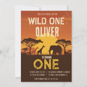 Invitation Boho Safari Coucher de soleil Anniversaire Sauvage