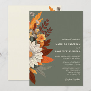 Invitation Boho Sage Green Fleur sauvage Floral Mariage de au