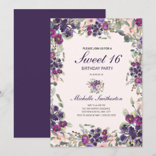 Invitation Boho Sage Vert Feuilles violet rose rose Floral Sw