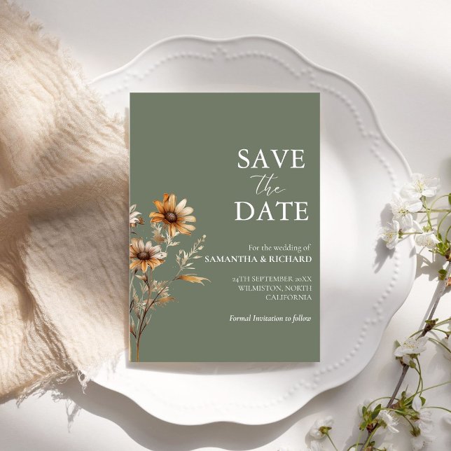 Invitation Boho sage Vert Fleur sauvage Mariage Enregistrer L (Créateur téléchargé)