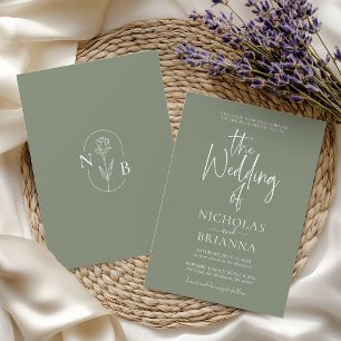Invitation Boho Sage Vert Mariage moderne minimaliste