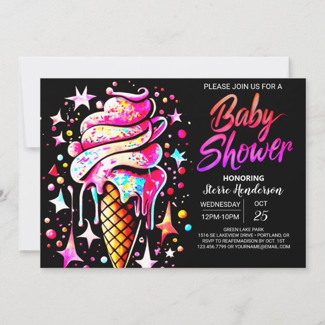 Invitation Boho Scoop Delight Baby shower (Devant)