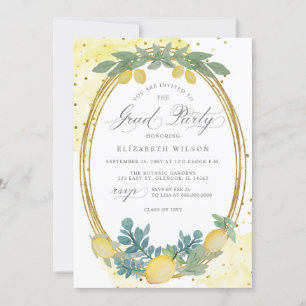 Invitation Boho Script Lemon Summer Photo Graduation