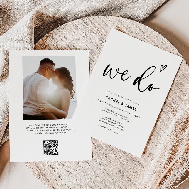 Invitation Boho Script moderne Nous faisons Qr Code Mariage (Créateur téléchargé)
