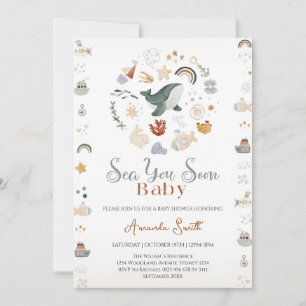 Invitation Boho Sea You Soon Naissance nautique pour bébé