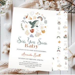 Invitation Boho Sea You Soon Naissance nautique pour bébé