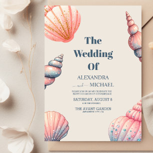 Invitation Boho Seashells Beach Mariage unique