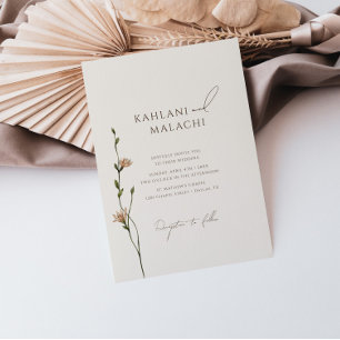 Invitation Boho Simple Fleur sauvage Mariage élégant