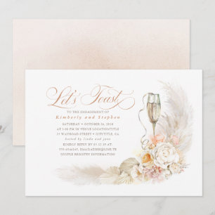 Invitation Boho Soft Flowers Pampas Grass Engagement