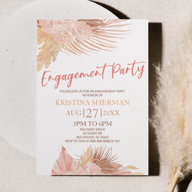 Invitation Boho Soft Rose Floral Flower Party (Créateur téléchargé)