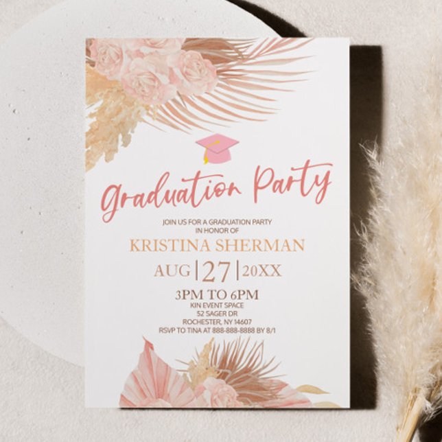 Invitation Boho Soft Rose Floral Flower Party (Créateur téléchargé)