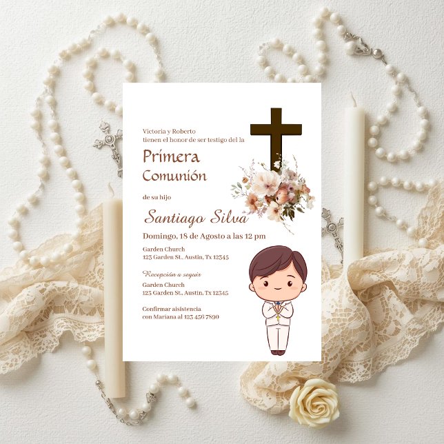 Invitation Boho Spanish First Holy Communion (Créateur téléchargé)