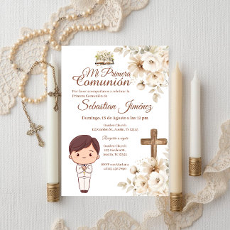 Invitation Boho Spanish First Holy Communion