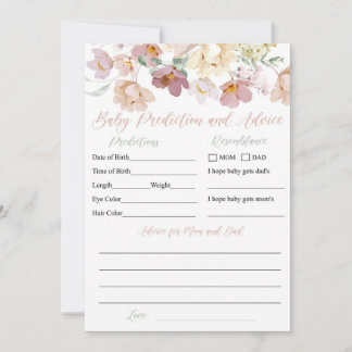 Invitation Boho Spring Floral Baby Prediction and Advice Card