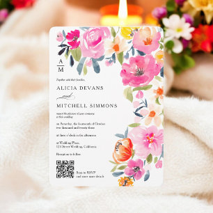 Invitation Boho Spring Watercolor Floral Mariage QR mariage