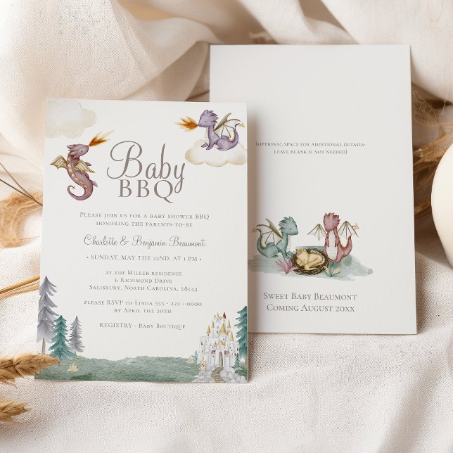 Invitation Boho Storybook Dragon Baby Baby shower barbecue (Créateur téléchargé)