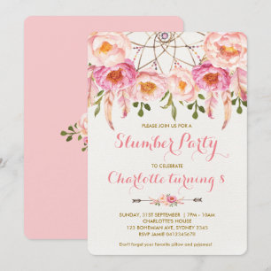 Invitation Boho Stwood Party Dreamcatcher Anniversaire