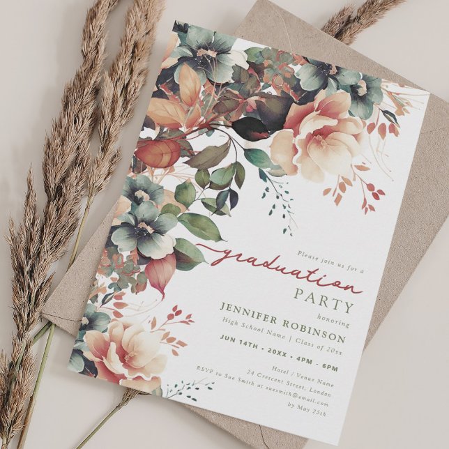 Invitation Boho Summer Garden Floral Graduation Party (Boho Summer Garden Floral Graduation Party Invitation)