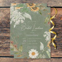 Boho Summer Sunflower & Daisy Green Bridal Lunch