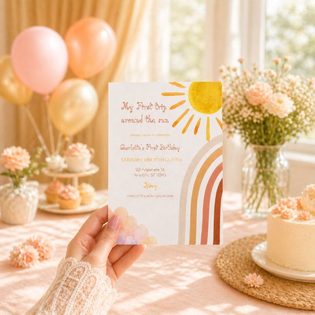 Invitation Boho Sun Premier Anniversaire Tour du Soleil (Créateur téléchargé)