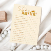 Boho Sun Qui Connaît Daddy Baby shower Game Card