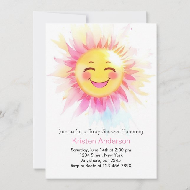 Invitation Boho Sunflower Blooms Baby shower fille (Devant)