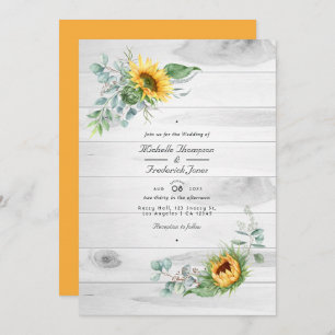 Invitation Boho Sunflower Eucalyptus QR Code RSVP Mariage