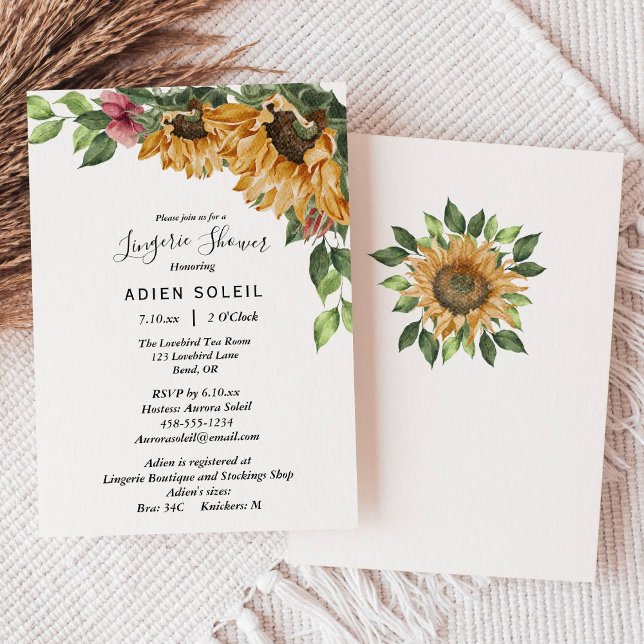 Invitation Boho Sunflower Rustique Fleur sauvage Lingerie Dou (Créateur téléchargé)