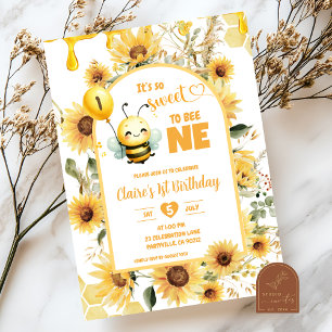 Invitation Boho Sunflower Sweet to Bee One Birthday