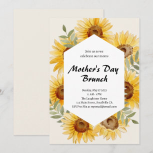 Invitation Boho Sunflower Watercolor Fête des mères Brunch