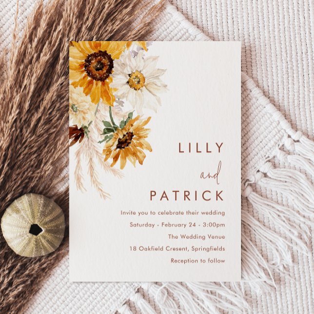 Invitation Boho Sunflowers Modern Wedding (Créateur téléchargé)