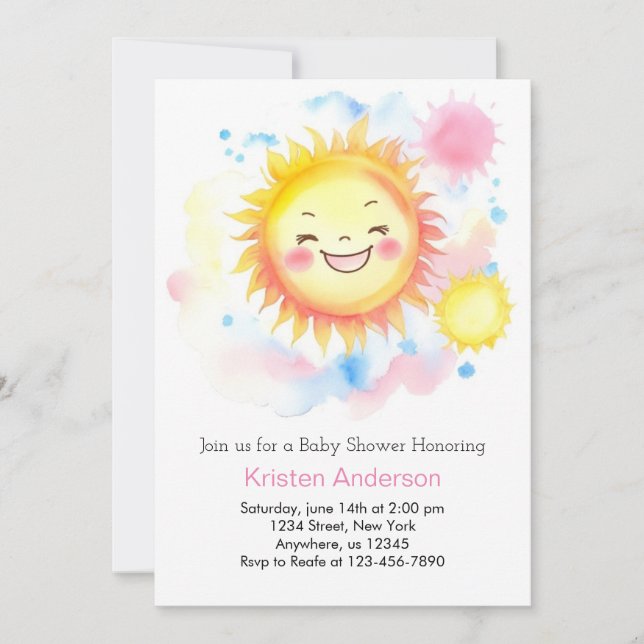 Invitation Boho Sunshine Girl Baby shower (Devant)