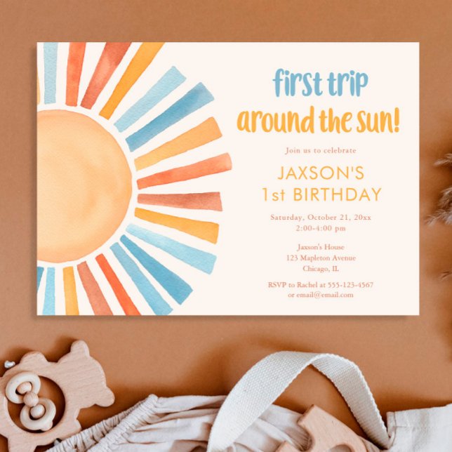 Invitation Boho Sunshine premier voyage autour du soleil anni (Créateur téléchargé)
