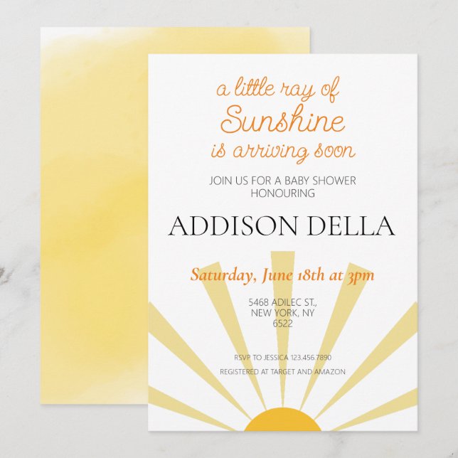 Invitation Boho Sunshine Soleil Thème Garçon Baby shower fill (Devant / Derrière)