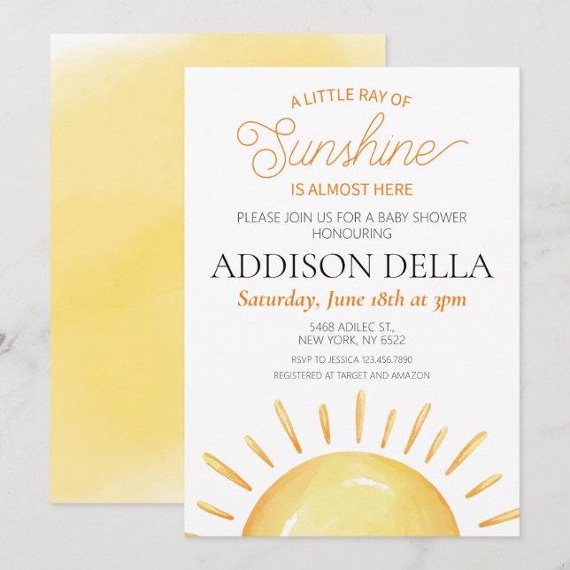 Invitation Boho Sunshine Soleil Thème Garçon Baby shower fill (Devant / Derrière)