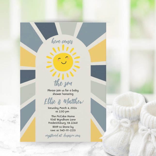 Invitation Boho Sunshine Voici Le Baby shower Fils (Boho Sunshine Here Comes The Son Baby Shower Invitation)