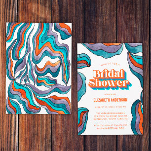 Invitation Boho Super Retro Gras Colorful Fête des mariées on