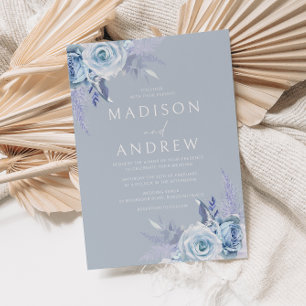 Invitation Boho superbe Mariage bleu Dusty