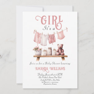 Invitation Boho Sweet C'est une fille Baby shower en tissu ro
